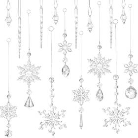 Zopeal 313031979949 16 Pcs Christmas Crystal Snowflake Ornaments For Tree Iridescen