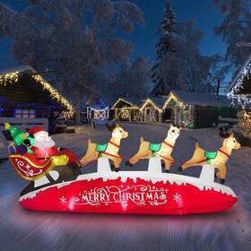 Zpisf 705353745195 10 Ft Santa Sleigh With Reindeer Christmas Inflatables Outdoor Decorations Chri