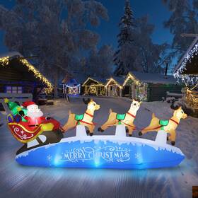 Zpisf 741416820027 10 Ft Santa Sleigh With Reindeer Christmas Inflatables Outdoor Decorations Ch