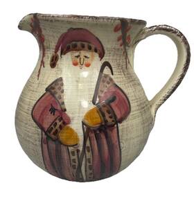 Zrike 661690406522 Yuletide Ceramic Pitcher Santa Father Christmas 2.75 Qts Handpainted Italy