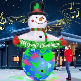 Zb-25-030 Zukakii 12ft Giant Christmas Inflatables Snowman Decorations Built-in Music And 360 Ro