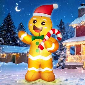 Zb-25-034 Zukakii 5ft Christmas Inflatables Gingerbread Man Decoration Brown
