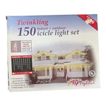 Merry Brite 150 Twinkling Icicle Clear White Christmas Lights Indoor/outdoor Nib. Fixed Price $9.59.