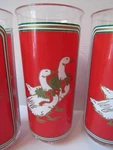 8-CULVER Encounters Signed 12 Oz Tumblers Christmas Geese Red & 22KT Gold Mcm. Fixed Price $22.00.