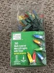 Home Accents Holiday 50 Led Multi-color Battery Operated Lights With Timer. Fixed Price $10.00.