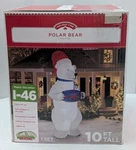 Gemmy Airblown Inflatable Illuminated 10' Tall Christmas Polar Bear W/ Gift Rare. Fixed Price $127.20.