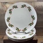Vtg Set 4 Kashima Christmas Holly Berry Fine China Porcelain Dinner Plate Japan. Fixed Price $24.99.