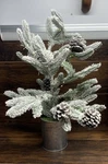 Varmax Flocked Tabletop Christmas Tree W/ Lights Pinecones Metal Bucket Rustic. Fixed Price $29.99.