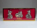 Gorham Silver Plate Cat Christmas Ornaments W/ Ribbons Set Of 3 Original Box. Fixed Price $14.95.