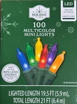 Holiday Time 100-COUNT Multicolor Led Mini Christmas Lights Green Wire New. Fixed Price $8.95.