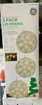 Ge 3 Pack 5.5-IN Hanging Super Sphere Display With 50 White Led Lights. Fixed Price $89.99.