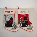 Glitzhome Hooked Christmas Stockings Dog Cat Set Winter Scene Cozy Holiday 19". Fixed Price $34.99.