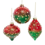 100MM Glass Red & Green Ball Onion Drop Ornaments Finial 4-6" Set 3 Kurt Adler. Fixed Price $31.00.