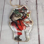 Metal Christmas Ornament Santa And Child 2-SIDED By Ganz Nwt. Fixed Price $11.99.
