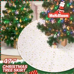 47 In Round Christmas Tree Skirt Gold Stars Pattern Velvet Mat Party D??cor. Fixed Price $12.86.