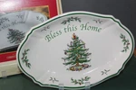 Spode Christmas Tree Bless This Home Tray Plate Open Box 53324-A8 Holiday. Fixed Price $44.99.