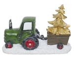 Alpine Corporation 7 Tall Holiday Green Tractor Pulling Gold Tree Statue Warm. Fixed Price $47.50.