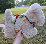 Pottery Barn Cozy Faux Fur Tangled Dog In Christmas Lights Pillow 17"X11" Tags. Fixed Price $40.00.