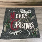 Pottery Barn Merry Christmas Embroidered Pillow Cover Only X20 Multi Washed. Fixed Price $38.95.