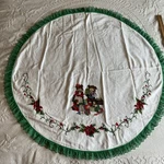 Vtg Imperial Elegance Needlepoint Christmas Tree Skirt Bear Family 38. Fixed Price $10.00.