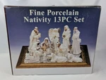 Fine Porcelain Nativity 13 Pc Set (cream, Gold) With Mirror Tray Galleria XPN-60. Fixed Price $28.00.