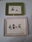 Hallmark Peanuts Snack Trays Charlie Brown, Lucy, Snoopy Set Of 2 Winter Scenes. Fixed Price $14.99.
