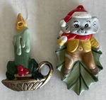 2 Vtg Albertas Ceramic Mold Mouse On Leaf Candle Christmas Tree Ornaments. Fixed Price $11.05.