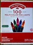 Holiday Time 100 Multi-color Mini Lights Green Wire (2 Pack). Fixed Price $13.99.