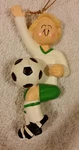 Personalized Boy Soccer Player Green Uniform Christmas Tree Ornament. Fixed Price $14.95.