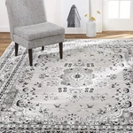 Traditional Medallion Border Area Rug In Gray - Premium Quality Home Decor. Fixed Price $108.66.