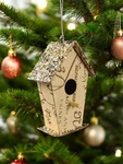 Christmas Ornaments Bird Houses Glittered Embellished Paper Spring Holiday Set 3. Fixed Price $13.49.