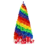 Topbuy 7FT Artificial Hinged Christmas Tree Colorful Rainbow Full Fir Xmas. Fixed Price $80.99.