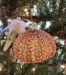 World Christmas Gold Sea Urchin Nautical Blown Glass Ornament. Fixed Price $19.00.