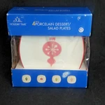 4 New Box Holiday Time Christmas Porcelain Salad Plates Ornament Design. Fixed Price $22.01.