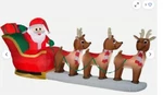 12' Santa Sleigh Scene W/reindeer Christmas Inflatable Decoration By Gemmy. Fixed Price $89.99.