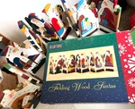 Vintage 9 Hand-painted Carved Wood Santas, Folding Design, Traditions. Fixed Price $25.50.