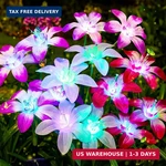 Ahaorigin Solar Garden Lights Outdoor, 4 Pack Blooming Lily Flowers. Fixed Price $40.23.