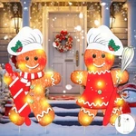 2 Pcs Christmas Decorations Outdoor Large Chef Gingerbread Metal Yard Stakes .... Fixed Price $40.01.