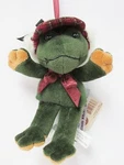 Boyds #562721 Green Velvet Frog Orn. W/plaid Hunter's Hat -lamb's Wool Trimmed. Fixed Price $18.77.