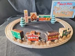 Vermont-made Hardwood Maple North Pole Village Railway Set. Fixed Price $25.00.