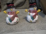 Sango Sweet Shoppe Christmas Snowman Salt & Pepper Shaker Set By Sue Zipkin.. Fixed Price $6.99.