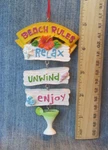 Beach Rules Relax Unwind Enjoy Vintage Christmas Tree Ornament ORN5. Fixed Price $18.00.