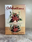 Celebrations Poinsettia 7" Mini Candle Votive Lamp Glass Christmas Winter Red. Fixed Price $19.00.