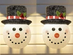 Maoyue Christmas Snowman Crackle Plastic Porch Garage Light Cover Set Of 2. Fixed Price $28.00.