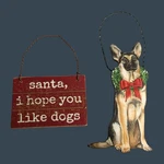 Wooden Ornaments Set Of 2 German Shepherd Santa Dog Themed Primitives By Kathy. Fixed Price $20.45.