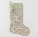 Christmas Stocking Beachy Starfish 20 Elegant Golden Tan Sand Canvas Roomy. Fixed Price $7.95.