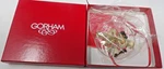 1991 New In Box Gorham Crystal Gold Bow Christmas Ornament 1/2". Fixed Price $6.95.
