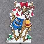 Vtg Reindeer Merry Christmas Bell Yard Art Sign Impact Plastics 28 Inch 1990S. Fixed Price $29.99.