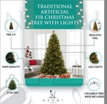 Naomi Home 6.5FT Artificial Fir Pre-lit Led Christmas Tree Green Realistic Feel. Fixed Price $100.00.