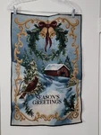 Manual Woodworkers And Weavers Wall Tapestry 26X17 Season's Greetings Christmas. Fixed Price $27.00.